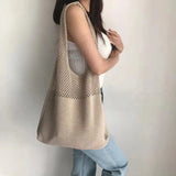 Crochet Shoulder Bag – Stylish Hollow Weaving Tote for Women