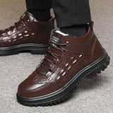 Men’s Ankle Snow Boots with Genuine Leather Upper & Natural Fur Lining – Warm & Stylish Winter Footwear