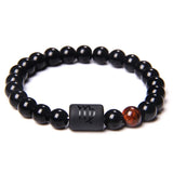 Black Onyx Zodiac Sign Bracelet – 12 Constellation Beaded Charm for Men & Women