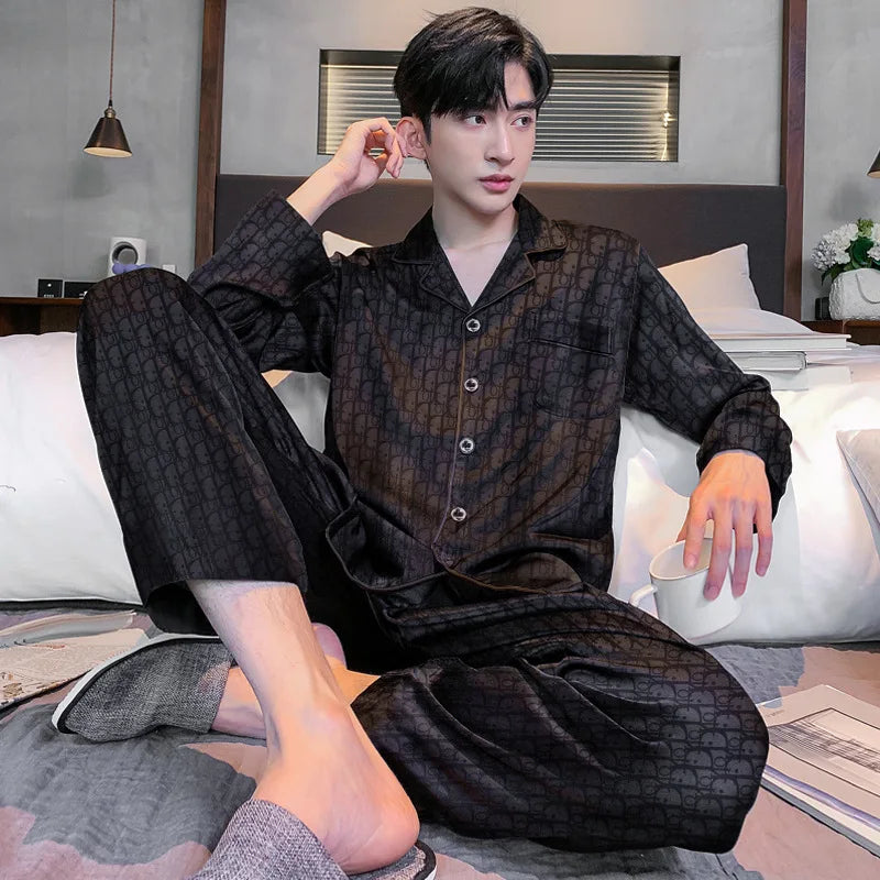 Men’s Long Sleeve Pajama Set – Soft Knit Sleepwear for All-Season Comfort