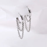925 Sterling Silver Double Layer Tassel Hoop Earrings – Trendy Cold Style Fashion Jewelry for Women