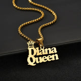 Collar con nombre y corona personalizado: joyas de acero inoxidable personalizadas para hombres y mujeres
