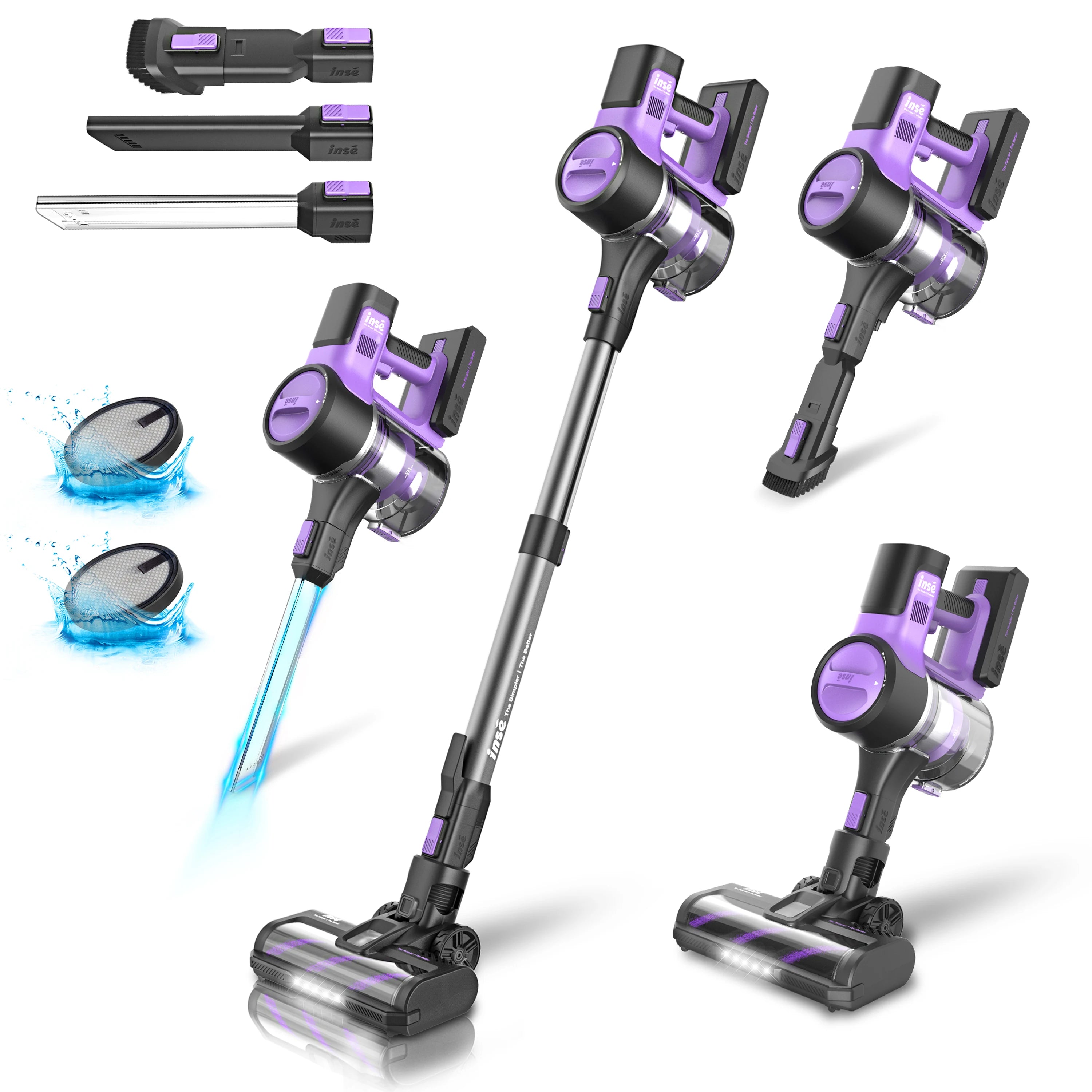6-in-1 Cordless Vacuum Cleaner with 30Kpa Suction - 50 Min Runtime for Pet Hair & Hard Floors