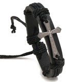 Retro Punk Cross Faith Leather Bracelet – Adjustable Christian Jewelry Gift
