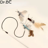 Interactive Feather Teaser Wand for Cats – Fun Toy with Bell, Wool & Dragonfly Head