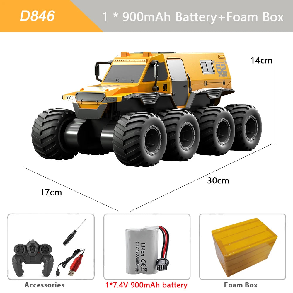 Vehículo todoterreno acrobático RC 8x8: camión de carreras anfibio 8WD con diseño resistente al agua
