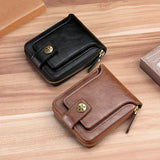 Vintage RFID-Blocking Leather Wallet for Men – Slim Zipper Clutch with Card Slots