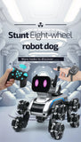Coche acrobático RC de 8 ruedas: vehículo de control remoto inteligente con forma de perro para niños