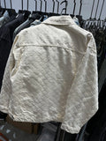 Men’s Vintage Denim Jacket - Casual Loose Fit Spring & Autumn Outerwear with Jacquard Pattern
