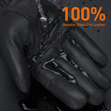 BISON DENIM Genuine Sheepskin Leather Men Gloves Autumn Winter Windproof Warm Flleece Touch Screen Full Finger Gloves for Men