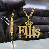 Custom Crown Name Jewelry Set - Personalized Stainless Steel Necklace & Bracelet Gift