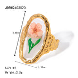 18K Gold Plated Polygonal Dry Flower Ring – Minimalist & Waterproof Statement Jewelry