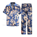 Men’s Traditional Chinese Pajama Set – Lightweight Vintage Sleepwear with Turn-Down Collar