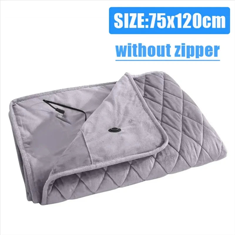 USB Heated Blanket – Portable, Cordless Bed Warmer for Winter Comfort (Crystal Velvet, 75x120cm)
