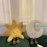 Smiling Sun & Moon Plush Pillows - Cute Weather-Themed Stuffed Decor for Kids & Adults
