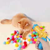 Cat Toy Gun Launcher Set with Plush Balls - Interactive Shooting Game for Cats