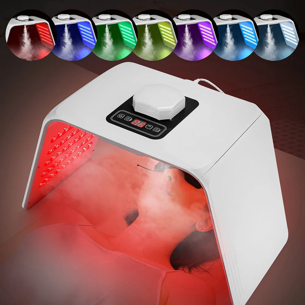 7-Color LED Face Mask with Nano Mist – Skin Rejuvenation & Hydrating Beauty Therapy Device