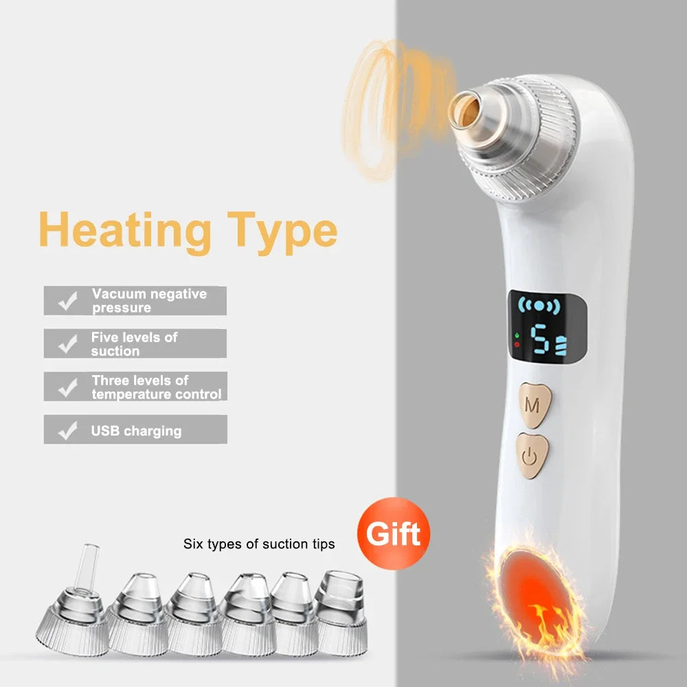 Professional Electric Blackhead Remover with Heating Function - Deep Pore Cleanser & Acne Treatment Tool