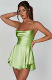 Sexy Satin Halter Dress - Elegant A-Line Mini Club Dress for Women