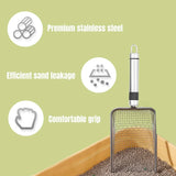 Stainless Steel Cat Litter Scoop – Durable, Long Handle, Easy-Clean Poop Shovel