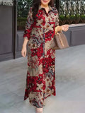 Casual Cotton Ankle-Length Sundress for Women - Spring Summer Turn-Down Collar