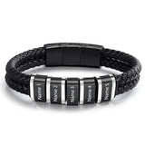 Personalized Name Leather Bracelet for Men – Magnetic Clasp Custom Wristband