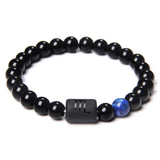 Black Onyx Zodiac Sign Bracelet – 12 Constellation Beaded Charm for Men & Women