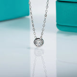 Moissanite Pendant Necklace for Women – 0.3ct D Color Round Cut in 925 Sterling Silver with 18K Gold Plating