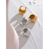 Pendientes de aro de acero inoxidable de moda: elegantes joyas bañadas en oro para mujer
