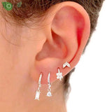 Sterling Silver Zircon Hoop Earrings for Women – Elegant Star & Heart Design
