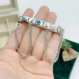 Pulsera unisex de acero inoxidable con dijes de animales: pulsera clásica y moderna con cierre de anilla de resorte
