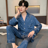 Men’s Silk Satin Pajama Set – Lightweight Luxury Sleepwear with Turn-Down Collar