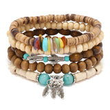 Adjustable Natural Wood Beaded Bracelet – Casual & Sporty Style for Women