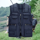 Men’s V-Neck Sleeveless Utility Vest – Warm Zipper Waistcoat with Multi Pockets for Autumn & Winter