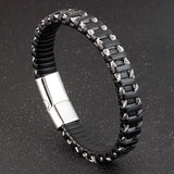 Pulsera de cuero y acero inoxidable para hombre: accesorio elegante y duradero