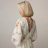 Floral Backless Maxi Dress for Women - Spring Summer V-Neck Sleeveless