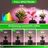Full Spectrum LED Grow Light with Adjustable Brightness & Timer for Indoor Plants