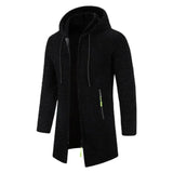 Men’s Casual Long Fleece Hoodie with Full Zipper – Spring & Autumn Wear