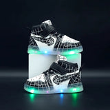 Boys Waterproof Light-Up Shoes – Hook & Loop Casual Sneakers for Ages 7–13