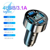 Car Charger Adapter with Digital Display – 4 USB + 2 PD Fast Charging Ports