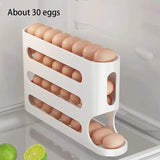 Caja de almacenamiento de huevos con ruedas automáticas: organizador de refrigerador de alta capacidad