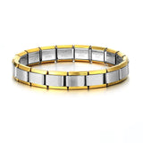 Pulsera de acero inoxidable con holograma de moda para hombres y mujeres: joyería con cadena de eslabones geométricos