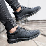 Men’s PU Leather Work Boots – Lace-Up Ankle Safety Boots with Rubber Sole for Spring & Autumn