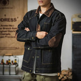 Vintage Men’s Patchwork Denim Jacket – Detachable Streetwear Outerwear for Spring & Autumn