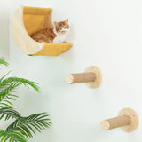 Wall-Mounted Cat Shelf with Hammock – Wooden Climbing Perch and Scratching Post for Indoor Cats