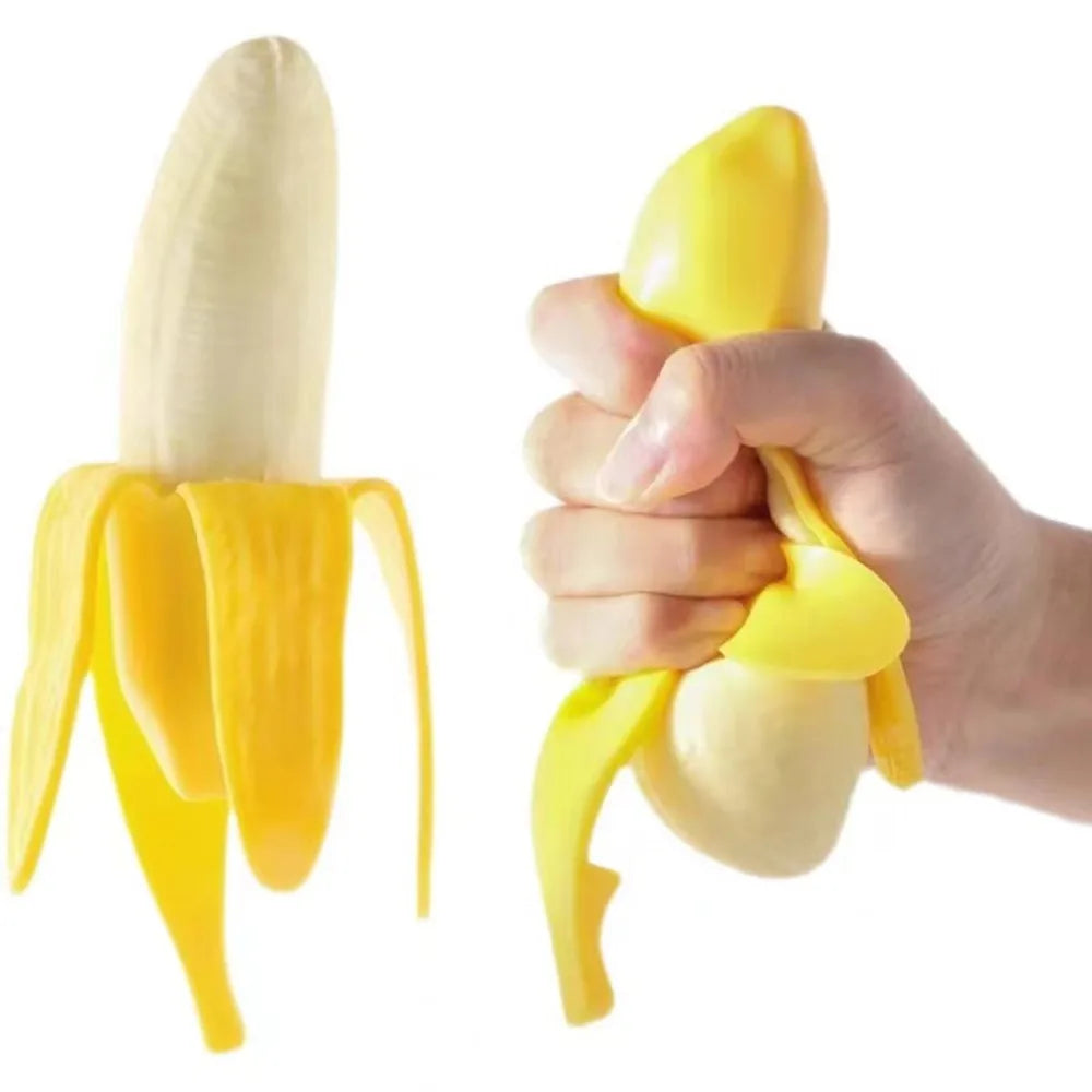 Pelota antiestrés blanda con forma de plátano: juguete antiestrés elástico que se levanta lentamente para aliviar el estrés y la ansiedad | Juguete sensorial divertido para niños y adultos