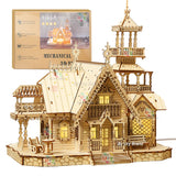 3D Wooden Castle Puzzle - DIY Villa House Model Kit with LED Lights