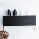 Estante organizador de baño negro con ganchos, estantes de aluminio para decoración de cocina, estante de almacenamiento para ducha de pared