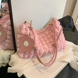 Trendy Pleated Shoulder Bag – Stylish Quilted Tote for Daily Commuting