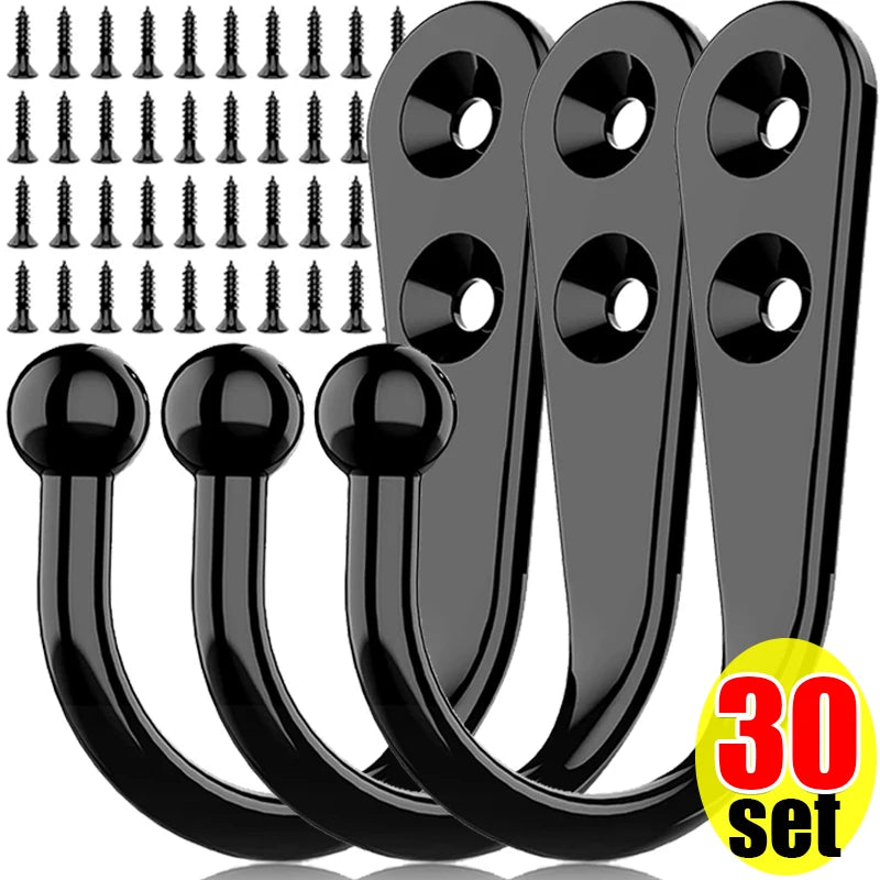 30 ganchos de aleación con tornillos: perchas de pared para abrigos, toallas y bolsos para cocina y baño